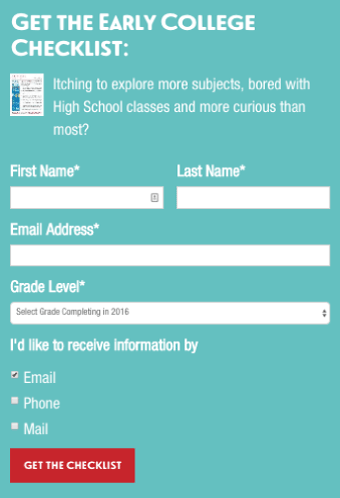 Form with with contact check boxes